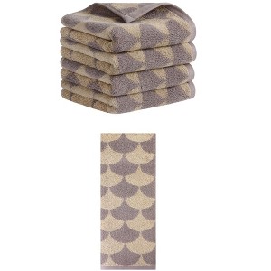 REGALWOVEN 5 Pack Cotton Soft Absorbent Geometric Pattern Hand Towels 13" x 29" - 1 of 4