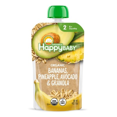 Happy Baby Organics Clearly Crafted Stage 2 Meals Bananas, Pineapple, Avocado & Granola  - 4oz