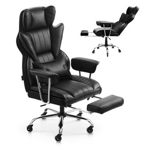 Heavy Duty Executive Office Chair 400 lb Capacity with Footrest, Ergonomic Reclining PU Leather Desk Chair - 1 of 4