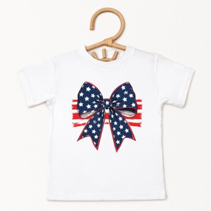 The Juniper Shop Blue and White Star Bow Coquette Toddler Short Sleeve Tee - 1 of 4