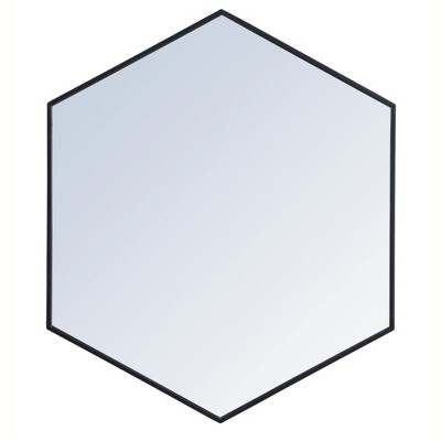 Elegant Lighting Metal frame hexagon mirror 38 inch in Black