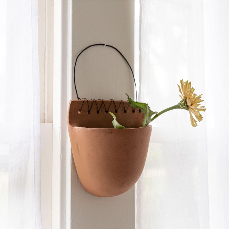 Wire Detailed Terracotta Wall Pocket by Foreside Home & Garden, 2 of 7