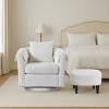 GlasFlength Accent Chairs Swivel Accent Chair Chenille Barrel Armchair with Ottoman Set Modern Side Chair for Room, White, 27"*24.6"*24.8" - 2 of 4
