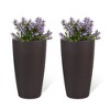 ORRD Set of 2 Brown Faux Rattan Planters, 22 Inch Self-Watering Outdoor Indoor Plant Pots for Garden & Patio - 4 of 4