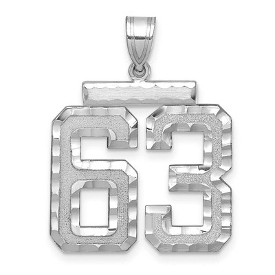 Black Bow Jewelry 14k White Gold, Varsity Collection, Large D/C Pendant, Number 63