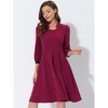 Allegra K Women's A Line Sweetheart Neck 3/4 Sleeve Belt Vintage Cocktail Dresses - 2 of 4
