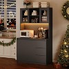 71" Pantry Cabinet with Charging Station,Tall Kitchen Pantry Storage Cabinet with Led Lights,Kitchen Hutch  for Dining Room, Living Room - 3 of 4