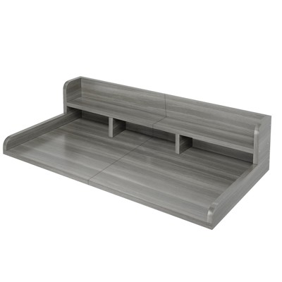 FONTOI Laundry Shelf Topper with Edge, Washer Dryer Countertop, Double Layer Organizer for Washer and Dryer Laundry Hamper, Gray&White, 27.5"*12"*54"