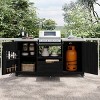 Rolling Kitchen Cart With Big Green Egg Grills And Drawer,Solid Wood Kitchen Island Cart With Grill With Stainless Steel Top -Maison Boucle - 3 of 4