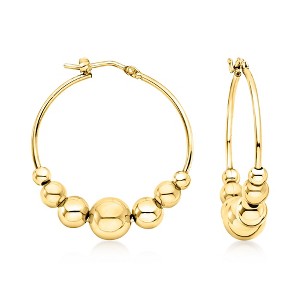 Ross-Simons Italian 18kt Gold Over Sterling Graduated Bead Hoop Earrings - 1 of 4