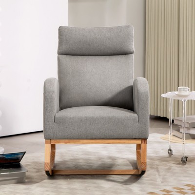 Rocking Chair Nursery, Upholstered Glider Chair With anti-slip strips, High Back Nursing Chair for Breastfeeding for Bedroom, Living Room