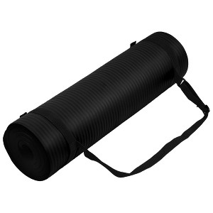 Fitvids 1/2-Inch Thick High Density Foam Exercise Yoga Mat with Carrying Strap, For Cushioning The Body Against Hard Floors, Black - 1 of 4