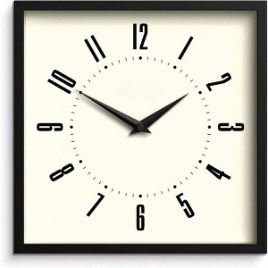 Retro Square Wall Clock 10 Inch Black Easy to Read Numbers for Kitchen Office Use - 1 of 4