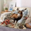Lomsoe Vintage Deer Flannel Flannel Blanket Print Christmas Warm Cover Christmas Gift. - 4 of 4