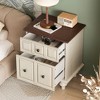 Vynxaria Vintage Nightstand with 2 Drawers ¨C Elegant Solid Wood Bedside Table in Antique White - 2 of 4