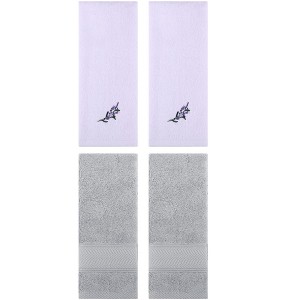 REGALWOVEN 4 Pcs Bathroom Decorative Cotton Soft Absorbent Sold Striped Hand Towel - 1 of 4
