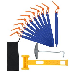 Unique Bargains Reusable 10xNails 1xBag 1xPlastic Hammer 1xNail Puller Tent Pegs 1 Set - 1 of 4