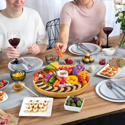 Large Round Bamboo Cheese Board with Knife Set