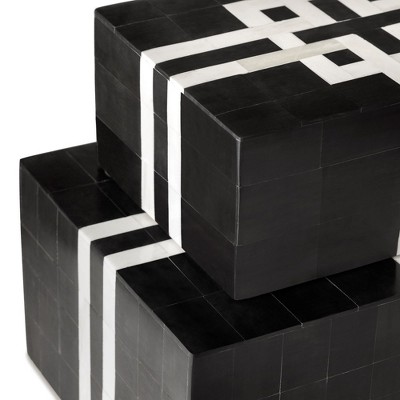 Bindra Black and Ivory Decorative Boxes Set of 2
