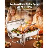 8QT Chafing Dish Buffet Set, 6-Pack Stainless Steel Food Warmers with Full-Size Pans, Folding Stands & Fuel Holders - 4 of 4