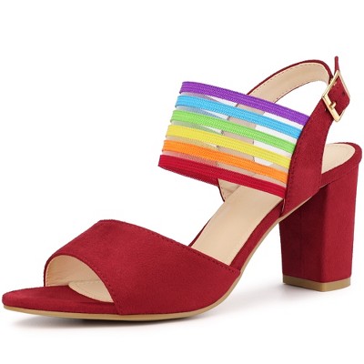 Colorful Multi-strap Ankle Strap Heels Sandals