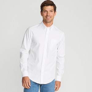 Lands' End School Uniform Men's Tailored Fit No Iron Solid Supima Cotton Pinpoint Buttondown Collar Dress Shirt - 1 of 4