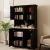 Sevobal Utility Storage Cabinets, Floor Cabinet with Doors and Open Shelves for Living Room Kitchen Hallway, Black, 39.76"*14.68"*70.86" - 3 of 4