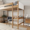 Whisen Twin Size Loft Bed with Desk, Boucle Upholstered Headboard and Footboard with Ladder, Safety Guardrails - Natural - 3 of 4