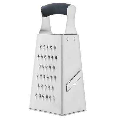 9" Stainless Steel 4-Sided Grater with Soft-Grip Handle