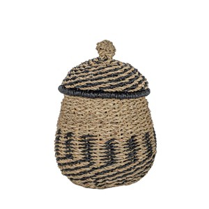 Black Woven Seagrass & Rope Canister with Lid by Foreside Home & Garden - 1 of 4
