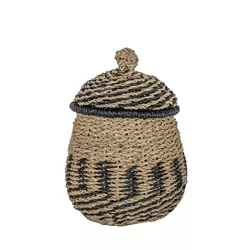 Black Woven Seagrass & Rope Canister with Lid by Foreside Home & Garden