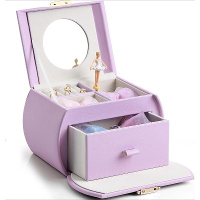 Jewelry Box for Girls with Drawer, Music Box with Ballerina and Stickers for Birthday Bedroom Decor