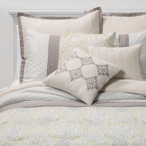 8pc Hallie Medallion Comforter Set Yellow Gray Sunham Home