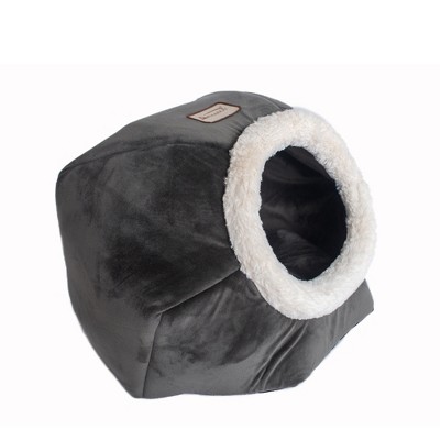 Small Dark Gray Suede Pet Bed with Foam Walls