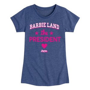 Girls' - Barbie - Barbie Land Palm Trees Fitted Short Sleeve Graphic T-Shirt - 1 of 4