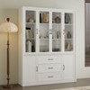 FUFU&GAGA Modern Minimalist 4 Glass Doors Display Cabinet,Multi-Storage Display Unit,Living Room Decor Storage,Home Office Bookcase with Drawers - 2 of 4