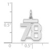 Black Bow Jewelry Sterling Silver, Athletic Collection, Small Polished Number 78 Pendant - 2 of 3