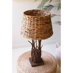 Driftwood Table Lamp with Woven Seagrass Shade – 29" Tall by Kalalou - 1 of 3