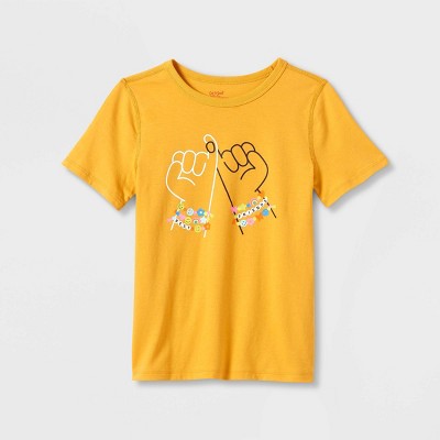 Kids' Adaptive Short Sleeve Graphic T-Shirt - Cat & Jack™ Light Mustard Yellow