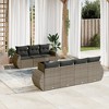 vidaXL 8 Piece Patio Sofa Set with Cushions - Gray Poly Rattan - 2 of 4