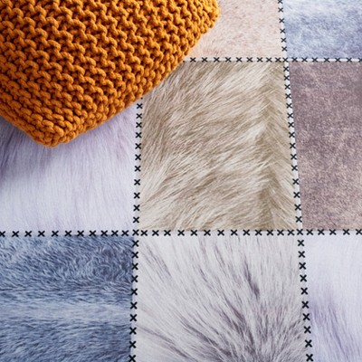 Beige and Brown Faux Hide Rectangular Area Rug