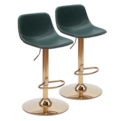 FURNIinspire Dining Chair, Adjustable Bar Stools Set of 2, Morden Bar Stool for Kitchen Island, Green, 17.3"*14.2"*42.1"