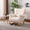 Lyngins Nursery Rocking Chair with High Back,Upholstered Glider Rocking Chair with Curved Legs,Velvet Accent Chair for Bedroom,Living Room - 2 of 4