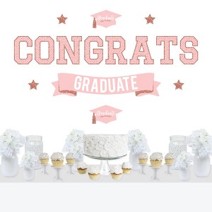 Big Dot of Happiness Rose Gold Graduation Party Photo Backdrop - Wall Decals - 1 of 4