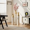 ORRD White Metal Floor Vase Set of 3, Large Glazed Geometric Vases 24"-33.5" with Gold Accents for Home Decor - 3 of 4