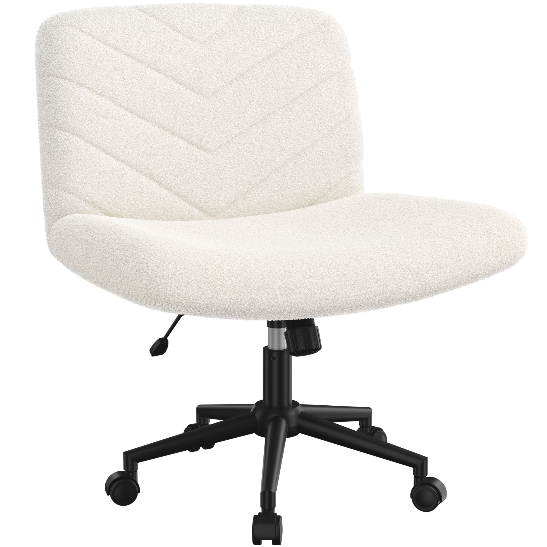 Yaheetech Swivel Desk Chair with No Arms for Home Office Study Bedroom, Ivory