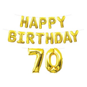 Beistle Happy Birthday  70  Balloon Streamer, 14.25" & 25" x 15', (1/Pkg) Multicolored - 1 of 4