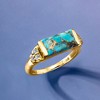 Ross-Simons Turquoise and 0.70 ct. t.w. Sky Blue Topaz Ring in 18kt Gold Over Sterling - 4 of 4