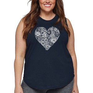 LA Pop Art Women's Word Art Tank Top - Heart Flowers - 1 of 4
