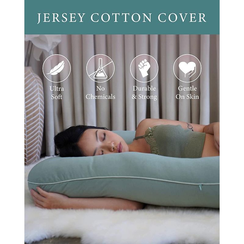 PharMeDoc Pregnancy Pillow, U-Shape Full Body Maternity Pillow, Jersey Cotton Cover, 5 of 9
